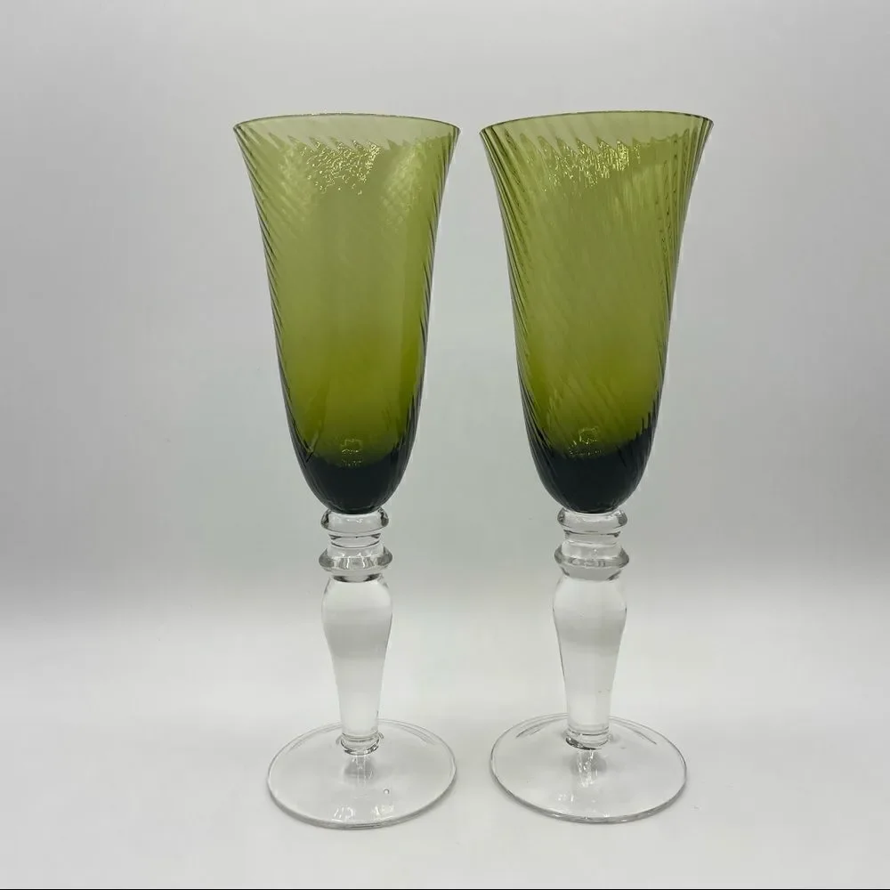 Pair of Vintage Swirl Champagne Glasses